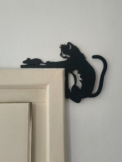 Katten deurkozijn decoratie - kat met muis