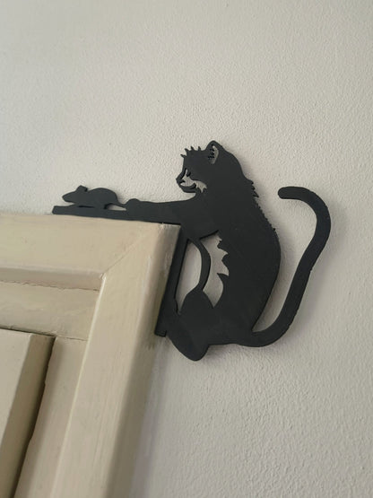 Katten deurkozijn decoratie - kat met muis