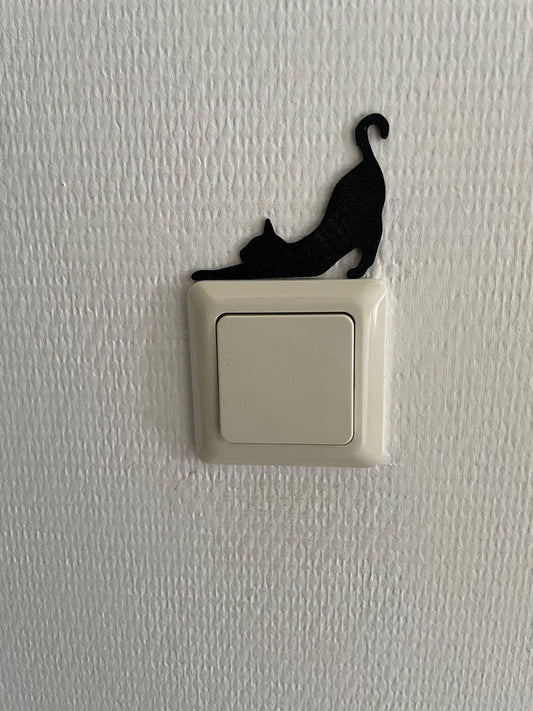 Katten lichtschakelaar decoratie die je aan je muur kunt bevestigen zonder te boren