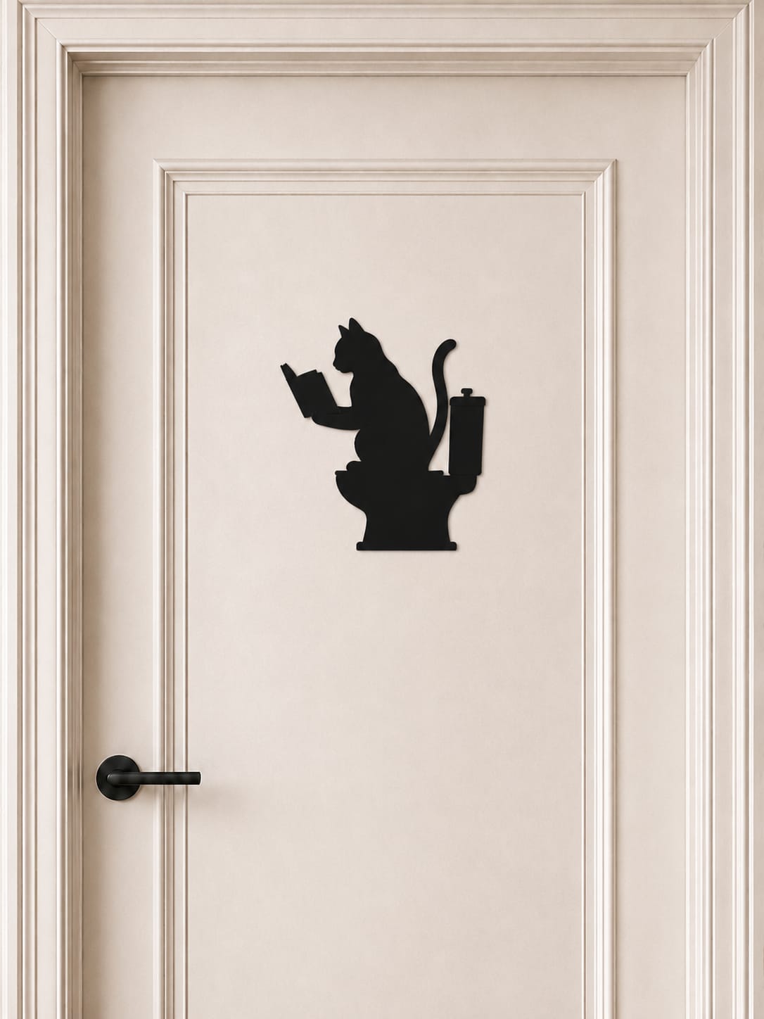 Katten toilet deur decoratie - lezende kat op de wc bordje