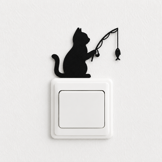 Katten lichtschakelaar decoratie - kat vissend